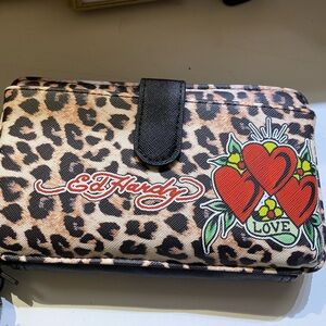 Ed Hardy Black Vegan Leather Wallet